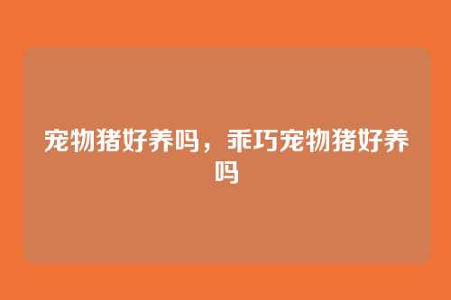 宠物猪好养吗,乖巧宠物猪好养吗