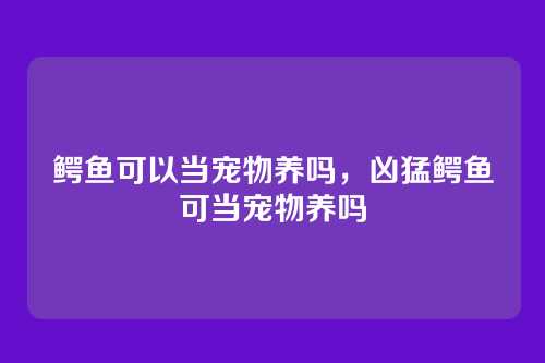 鳄鱼可以当宠物养吗,凶猛鳄鱼可当宠物养吗