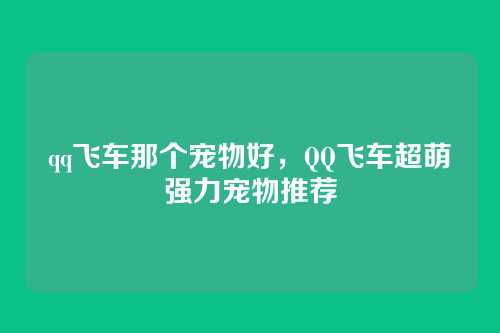 qq飞车那个宠物好,QQ飞车超萌强力宠物推荐