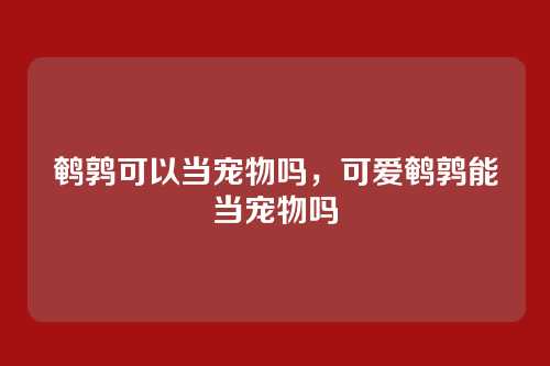 鹌鹑可以当宠物吗,可爱鹌鹑能当宠物吗
