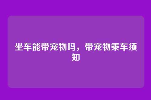 坐车能带宠物吗,带宠物乘车须知