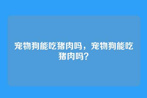 宠物狗能吃猪肉吗,宠物狗能吃猪肉吗?