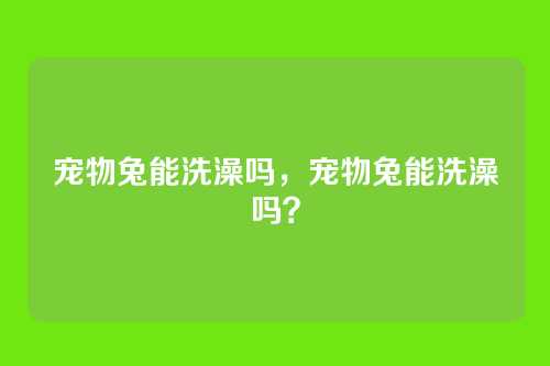 宠物兔能洗澡吗,宠物兔能洗澡吗?