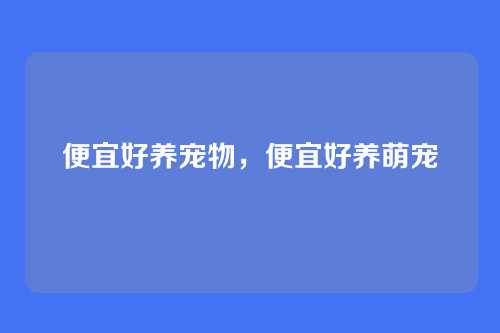 便宜好养宠物，便宜好养萌宠