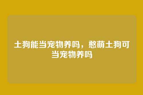 土狗能当宠物养吗,憨萌土狗可当宠物养吗