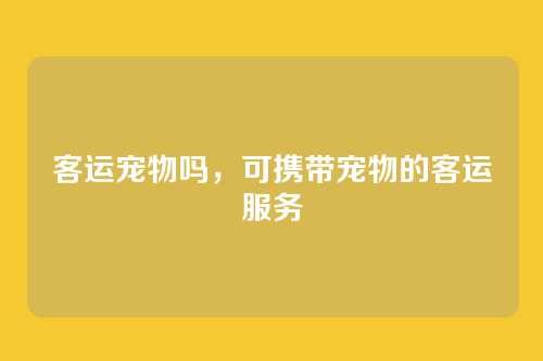 客运宠物吗,可携带宠物的客运服务