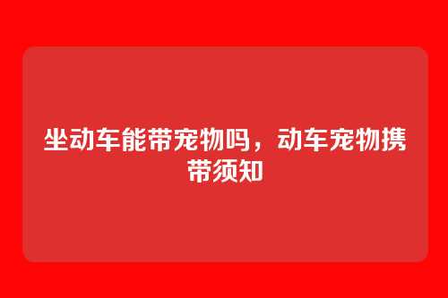 坐动车能带宠物吗,动车宠物携带须知
