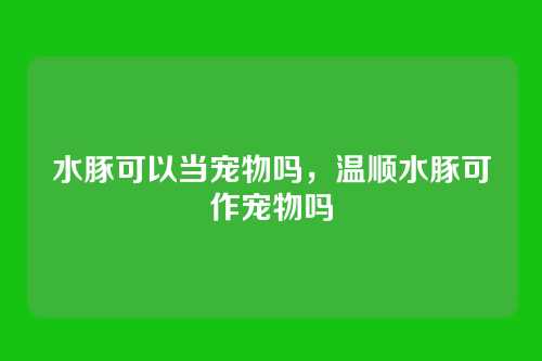 水豚可以当宠物吗,温顺水豚可作宠物吗