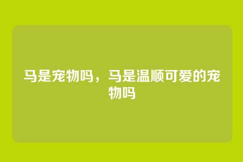 马是宠物吗，马是温顺可爱的宠物吗