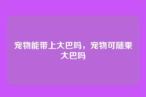 宠物能带上大巴吗,宠物可随乘大巴吗