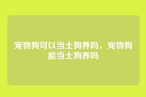 宠物狗可以当土狗养吗，宠物狗能当土狗养吗