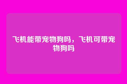 飞机能带宠物狗吗,飞机可带宠物狗吗