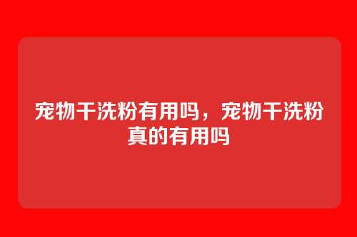 宠物干洗粉有用吗,宠物干洗粉真的有用吗