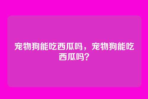 宠物狗能吃西瓜吗,宠物狗能吃西瓜吗?