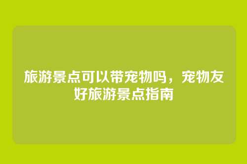 旅游景点可以带宠物吗,宠物友好旅游景点指南