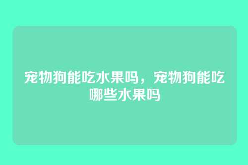 宠物狗能吃水果吗,宠物狗能吃哪些水果吗