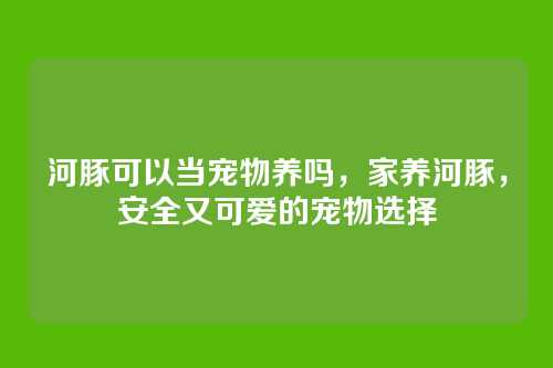 河豚可以当宠物养吗,家养河豚,安全又可爱的宠物选择