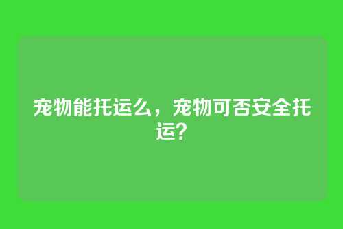 宠物能托运么,宠物可否安全托运?
