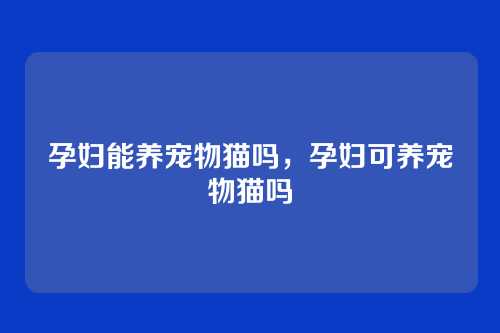 孕妇能养宠物猫吗,孕妇可养宠物猫吗