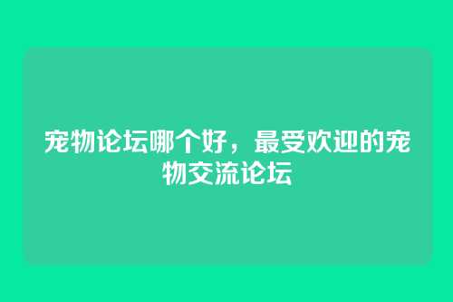 宠物论坛哪个好，最受欢迎的宠物交流论坛