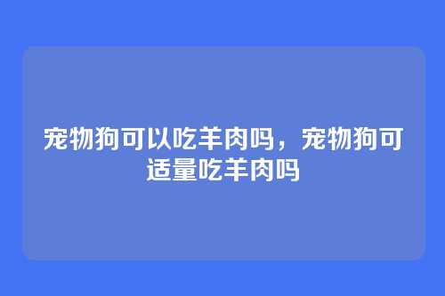 宠物狗可以吃羊肉吗，宠物狗可适量吃羊肉吗