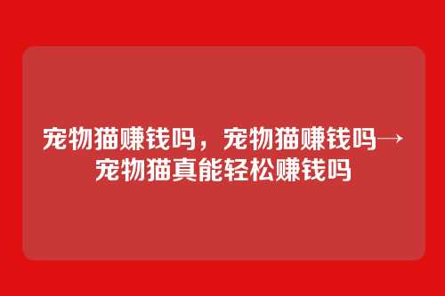 宠物猫赚钱吗，宠物猫赚钱吗→宠物猫真能轻松赚钱吗