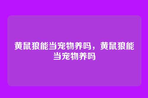 黄鼠狼能当宠物养吗,黄鼠狼能当宠物养吗
