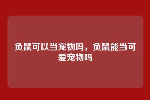 负鼠可以当宠物吗,负鼠能当可爱宠物吗
