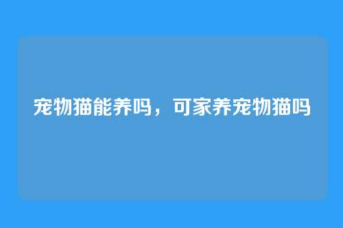 宠物猫能养吗,可家养宠物猫吗