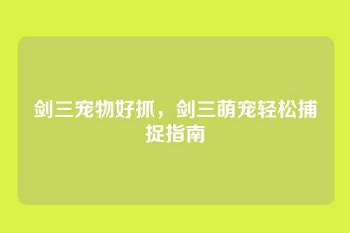 剑三宠物好抓，剑三萌宠轻松捕捉指南