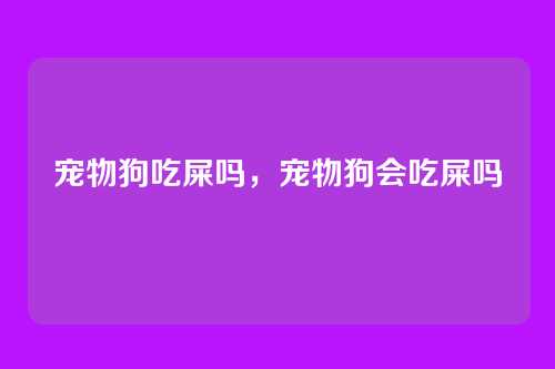宠物狗吃屎吗，宠物狗会吃屎吗
