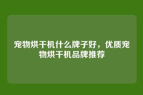 宠物烘干机什么牌子好,优质宠物烘干机品牌推荐