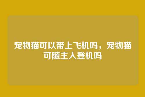宠物猫可以带上飞机吗，宠物猫可随主人登机吗