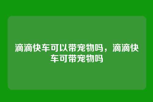 滴滴快车可以带宠物吗,滴滴快车可带宠物吗