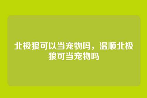 北极狼可以当宠物吗,温顺北极狼可当宠物吗