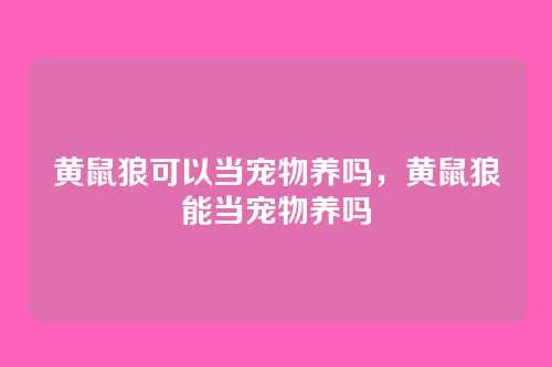 黄鼠狼可以当宠物养吗,黄鼠狼能当宠物养吗