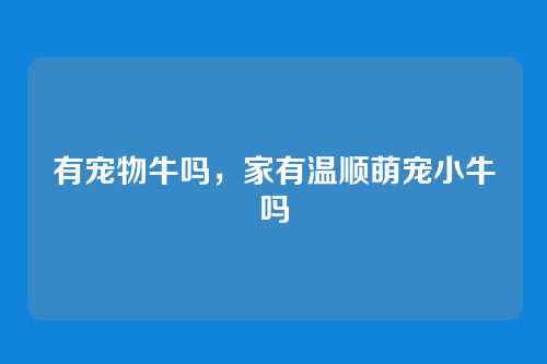 有宠物牛吗,家有温顺萌宠小牛吗