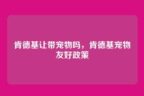 肯德基让带宠物吗，肯德基宠物友好政策