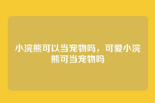 小浣熊可以当宠物吗,可爱小浣熊可当宠物吗
