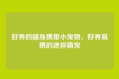 好养的随身携带小宠物,好养易携的迷你萌宠