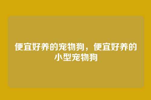 便宜好养的宠物狗，便宜好养的小型宠物狗