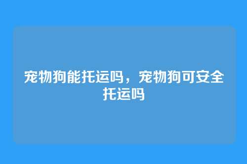 宠物狗能托运吗，宠物狗可安全托运吗