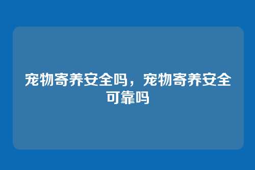 宠物寄养安全吗,宠物寄养安全可靠吗