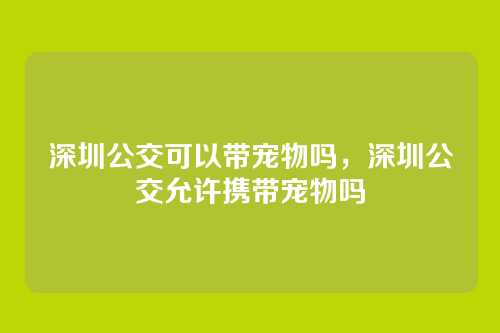 深圳公交可以带宠物吗,深圳公交允许携带宠物吗