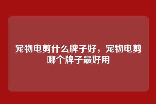 宠物电剪什么牌子好,宠物电剪哪个牌子最好用