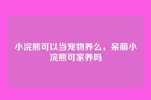 小浣熊可以当宠物养么,呆萌小浣熊可家养吗