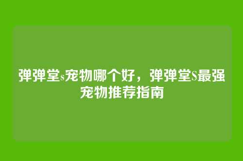 弹弹堂s宠物哪个好，弹弹堂S最强宠物推荐指南