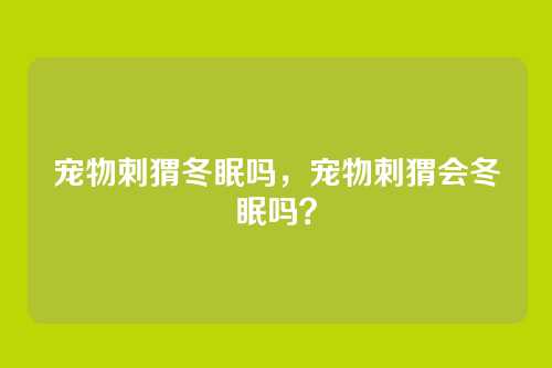 宠物刺猬冬眠吗，宠物刺猬会冬眠吗？